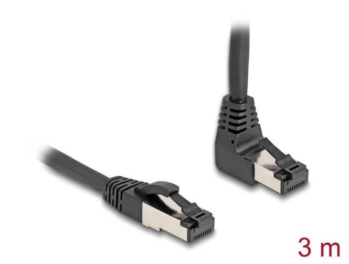 Delock RJ45 Netzwerkkabel Cat.8.1 S/FTP 90° oben gewinkelt / gerade 3 m schwarz Delock RJ45 Netzwerkkabel Cat.8.1 S/FTP 90° oben gewinkelt / gerade 3 m schwarz